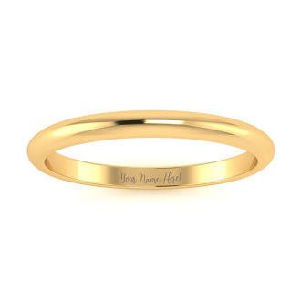 14K Yellow Gold 2MM Ladies and Mens Wedding Band, Size 16.5, Free Engraving